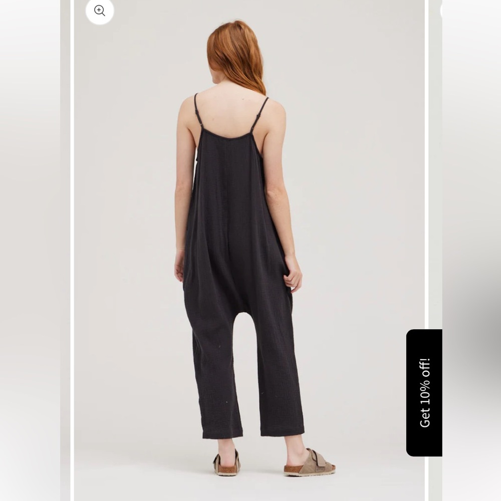 Grade &Gather cotton Double Gauze jumpsuit in faded black. Net. Retail 54 - Picture 3 of 12